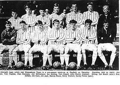 Arbroath FC in the candy stripe kit of the late 60's