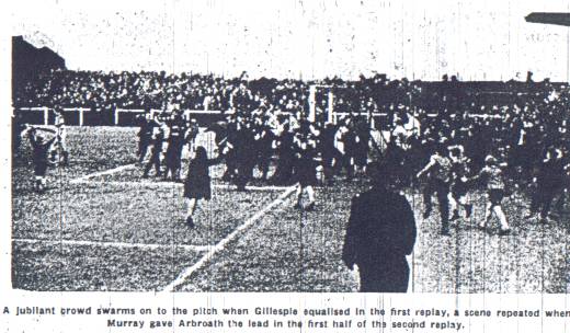 crowd celebrate goal by Arbroath