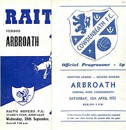 programme covers from Raith and Cowdenbeath 71-72