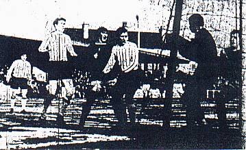 Jack and Bruce attack the pars goal in the snow