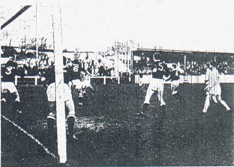 Arbroath, in stripes, attack against Stenhousemuir, Nov. 1965